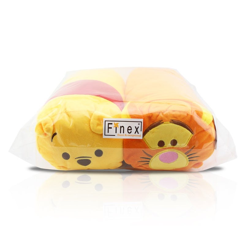 Finex 2 Pcs Set Pooh Bear and Friends Plush Travel Pillow Stackable Long Cushion for Long Flight car Ride Cruise - Image 2